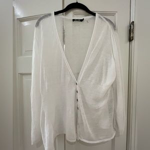 Nic & Zoe Women’s White Linen/Viscose Cardigan Size XL